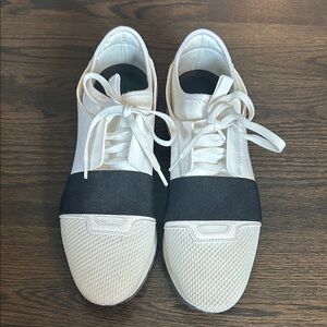 Balenciaga White and Black Women's Stretch Band Sneakers